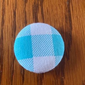 Teal and White Plaid Interchangeable Badge Topper